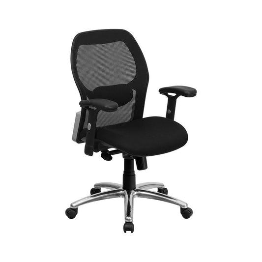 Mid-Back Black Super Mesh Executive Swivel Office Chair with Knee Tilt Control and Adjustable Lumbar & Arms