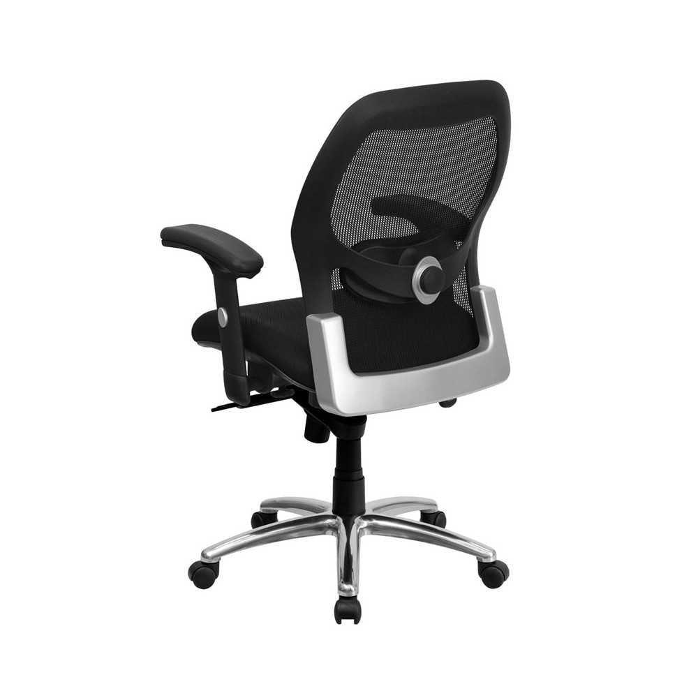 Mid-Back Black Super Mesh Executive Swivel Office Chair with Knee Tilt Control and Adjustable Lumbar & Arms