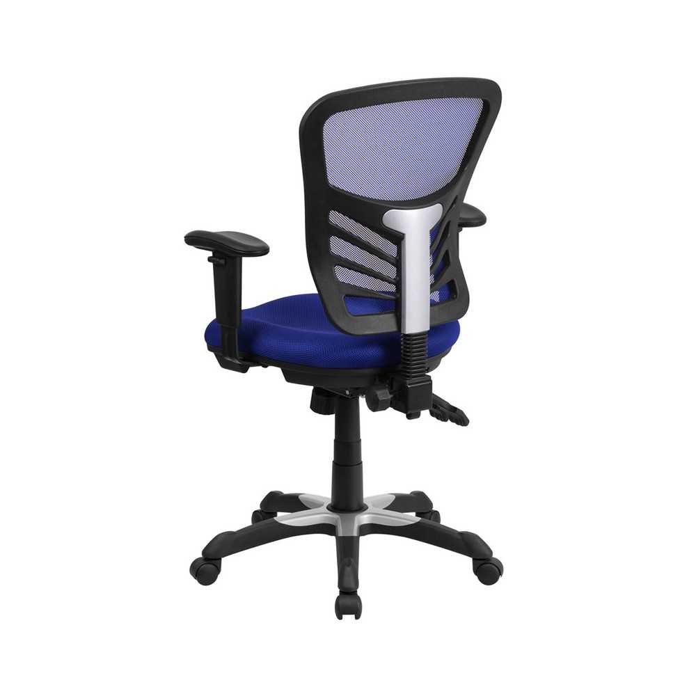 Mid-Back Blue Mesh Multifunction Executive Swivel Ergonomic Office Chair with Adjustable Arms