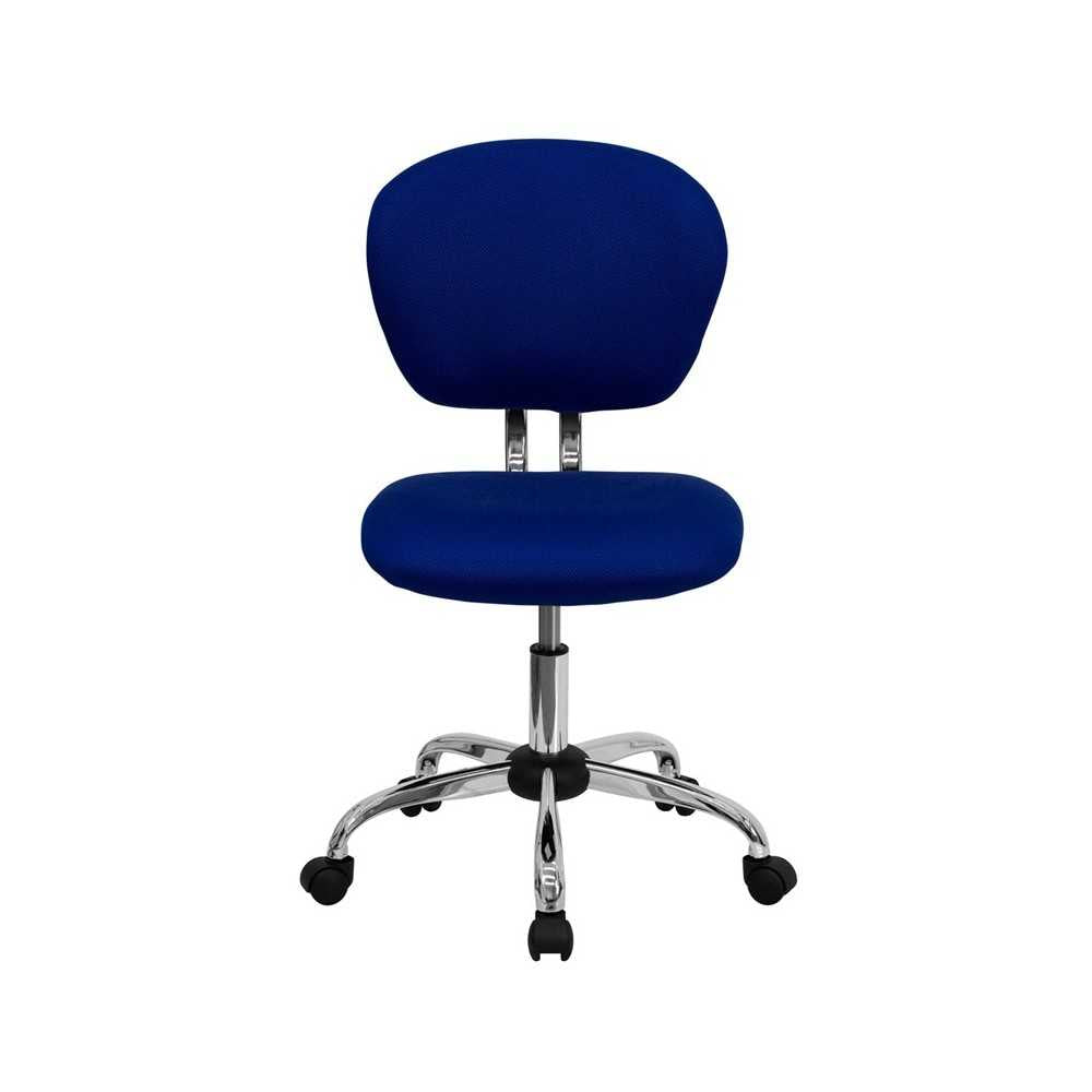 Mid-Back Blue Mesh Padded Swivel Task Office Chair with Chrome Base
