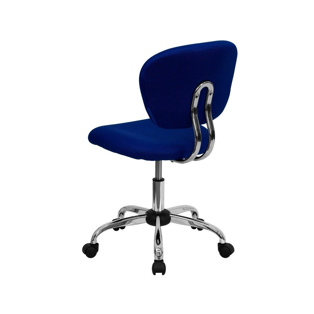 Mid-Back Blue Mesh Padded Swivel Task Office Chair with Chrome Base