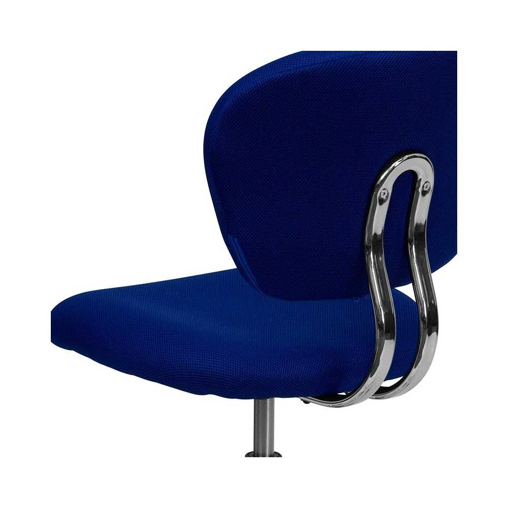 Mid-Back Blue Mesh Padded Swivel Task Office Chair with Chrome Base