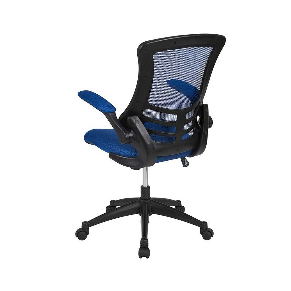 Mid-Back Blue Mesh Swivel Ergonomic Task Office Chair with Flip-Up Arms