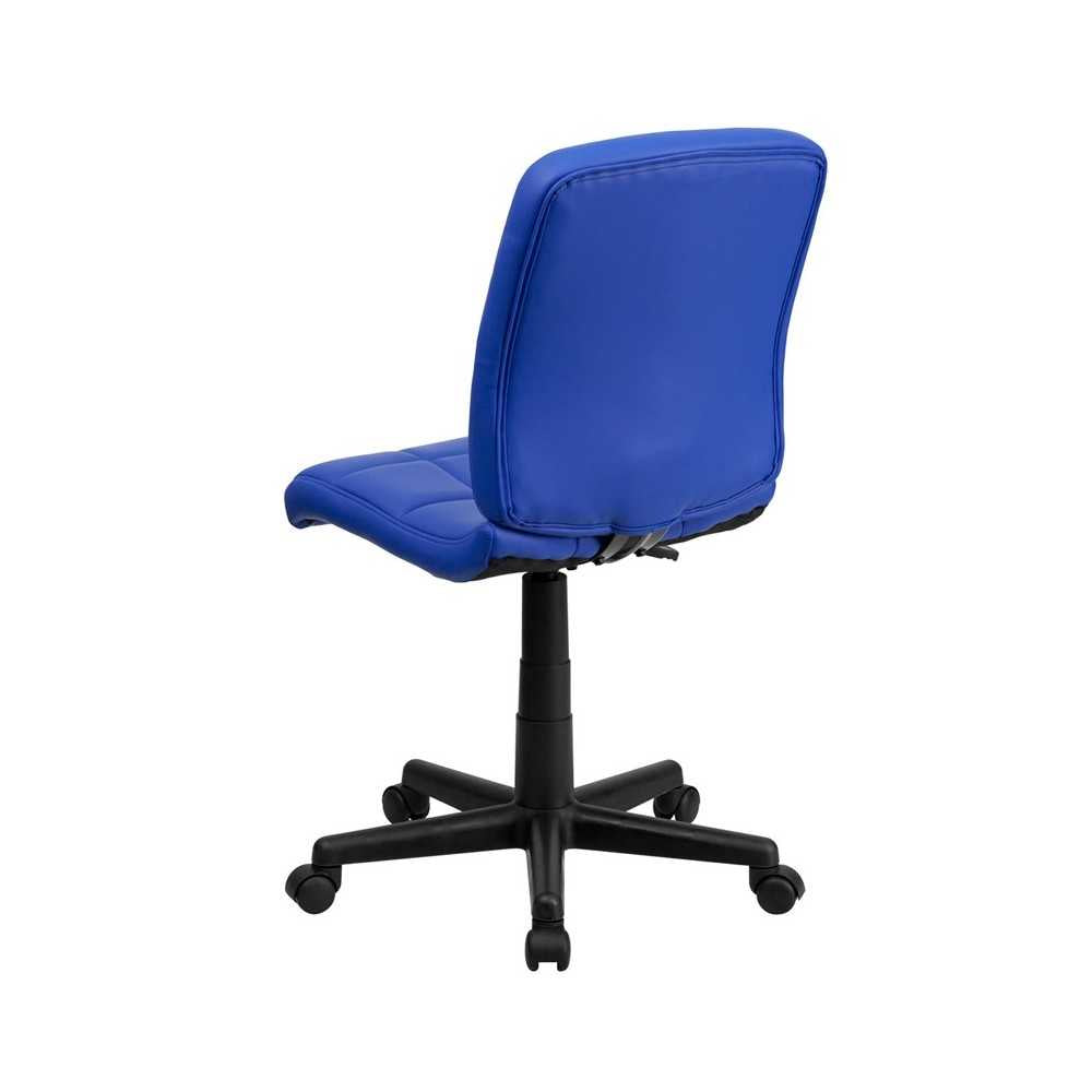 Mid-Back Blue Quilted Vinyl Swivel Task Office Chair