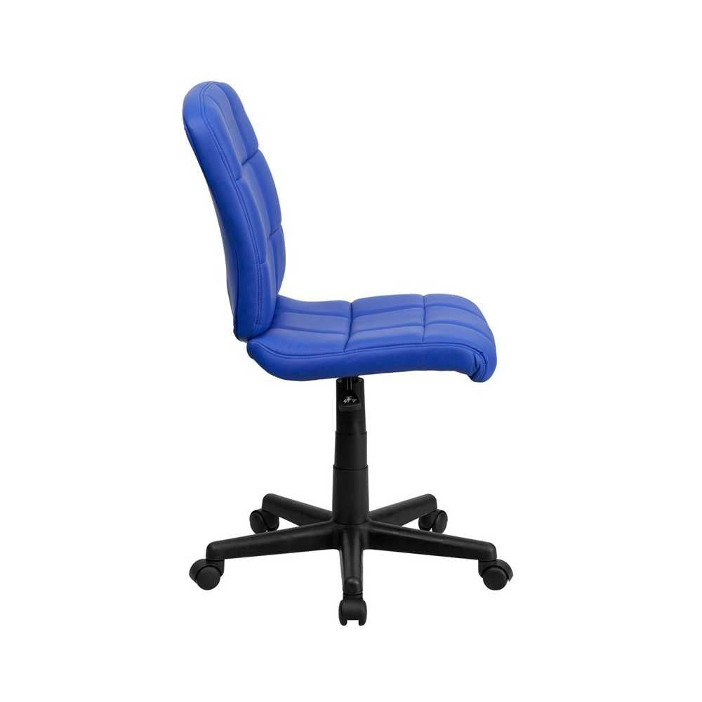 Mid-Back Blue Quilted Vinyl Swivel Task Office Chair