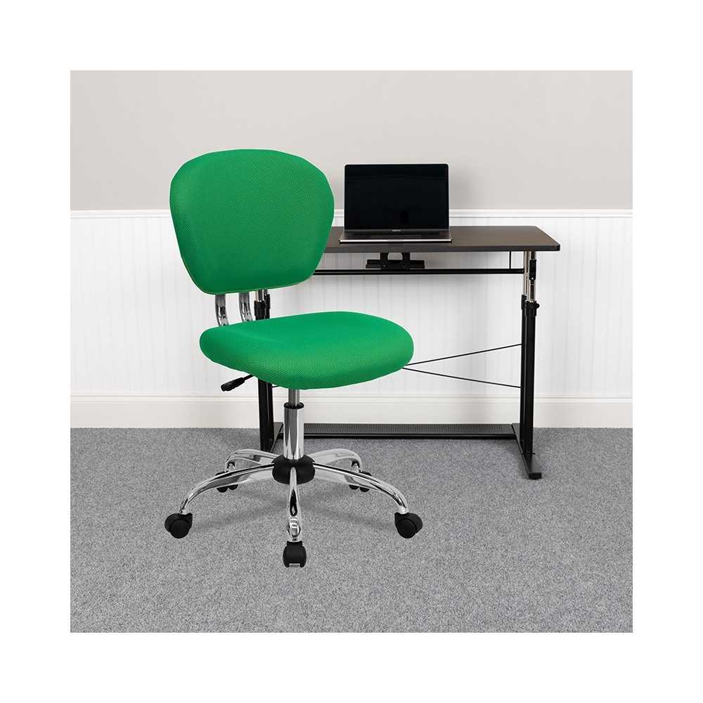 Mid-Back Bright Green Mesh Padded Swivel Task Office Chair with Chrome Base