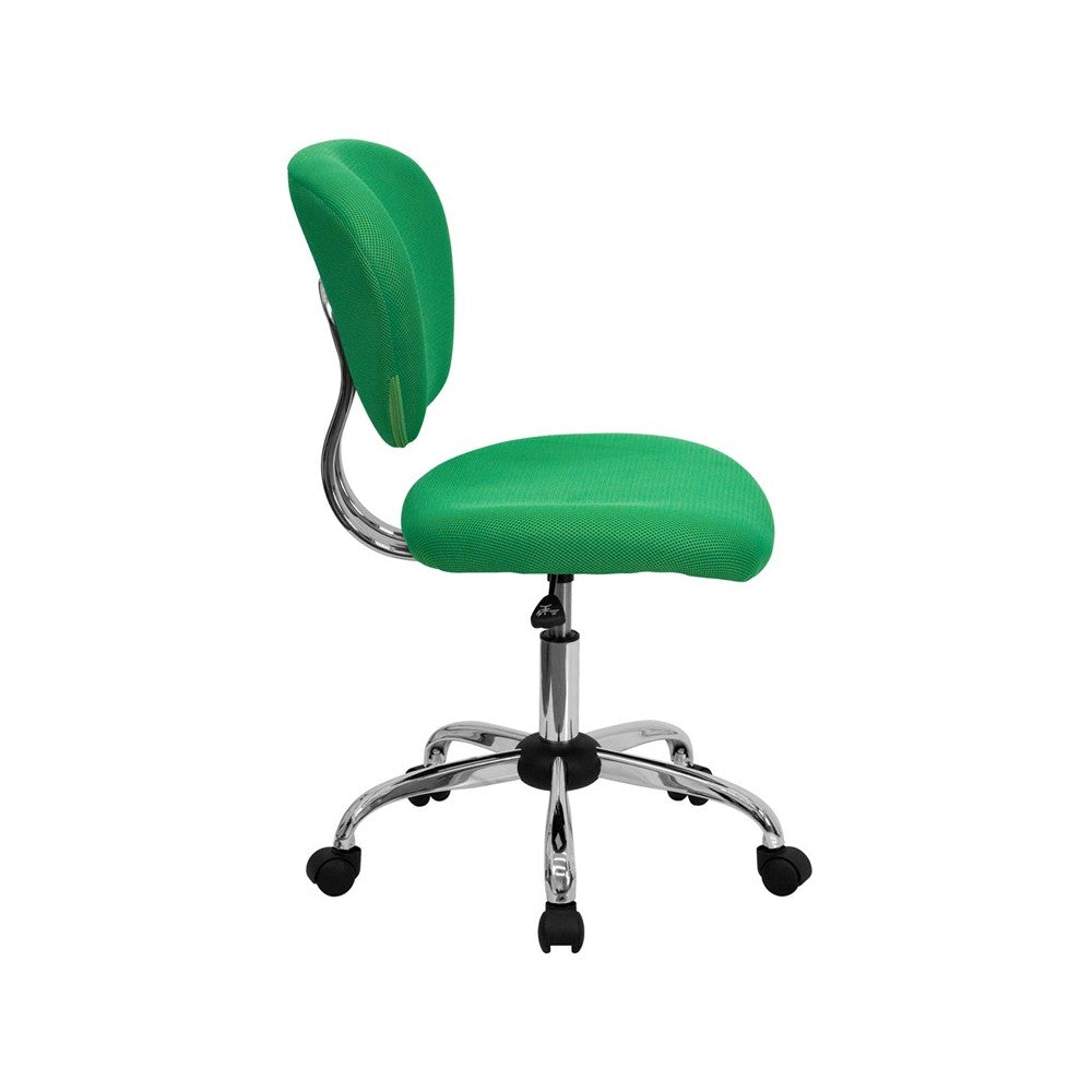 Mid-Back Bright Green Mesh Padded Swivel Task Office Chair with Chrome Base