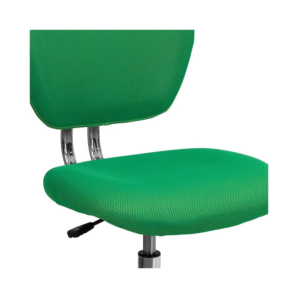 Mid-Back Bright Green Mesh Padded Swivel Task Office Chair with Chrome Base