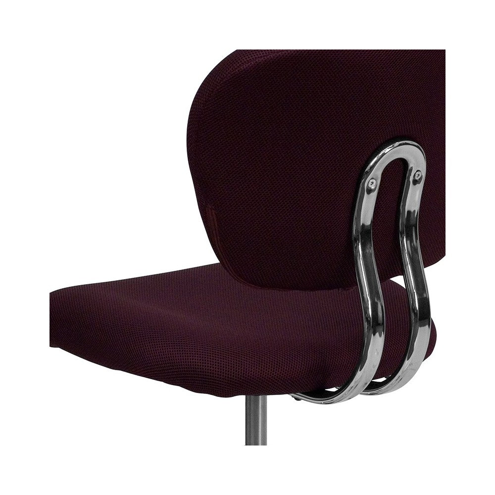 Mid-Back Burgundy Mesh Padded Swivel Task Office Chair with Chrome Base