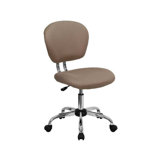 Mid-Back Coffee Brown Mesh Padded Swivel Task Office Chair with Chrome Base