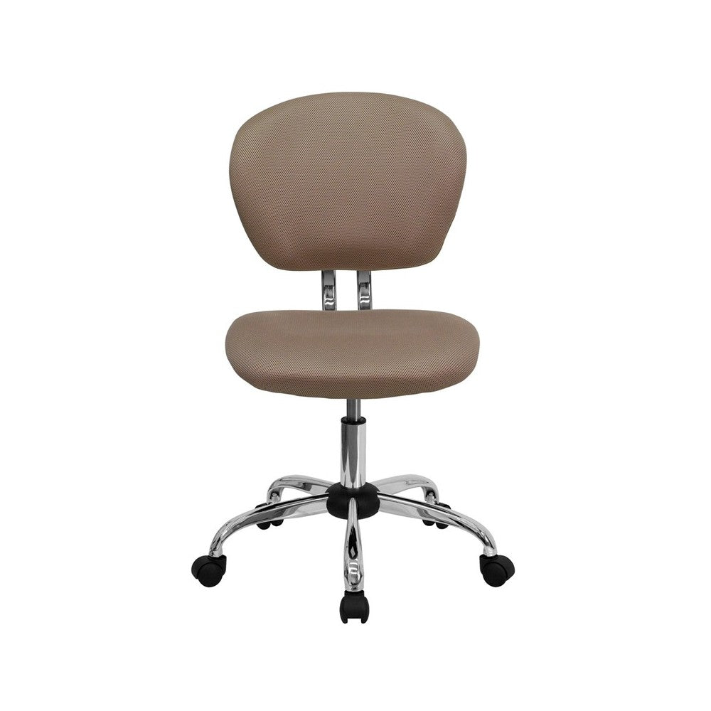 Mid-Back Coffee Brown Mesh Padded Swivel Task Office Chair with Chrome Base