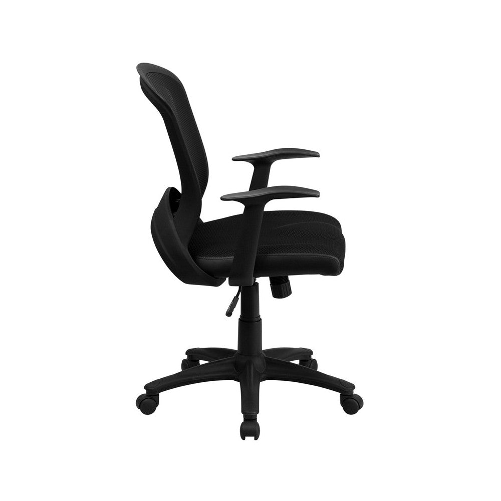 Mid-Back Designer Black Mesh Swivel Task Office Chair with Arms