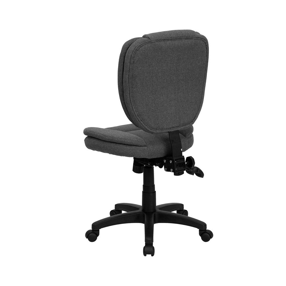 Mid-Back Gray Fabric Multifunction Swivel Ergonomic Task Office Chair with Pillow Top Cushioning