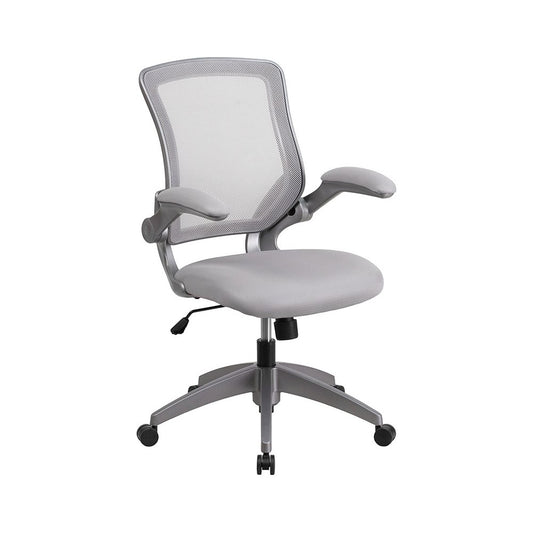 Mid-Back Gray Mesh Swivel Ergonomic Task Office Chair with Gray Frame and Flip-Up Arms