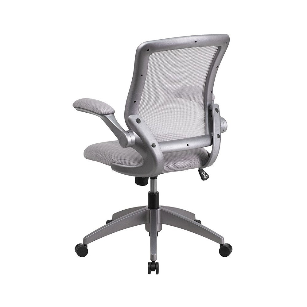 Mid-Back Gray Mesh Swivel Ergonomic Task Office Chair with Gray Frame and Flip-Up Arms