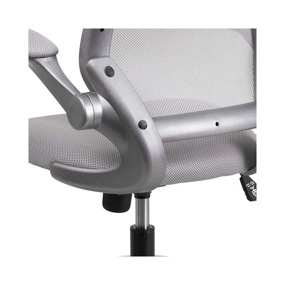 Mid-Back Gray Mesh Swivel Ergonomic Task Office Chair with Gray Frame and Flip-Up Arms