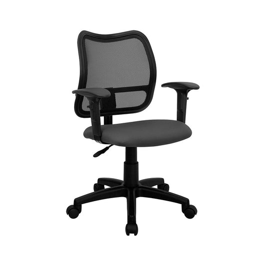 Mid-Back Gray Mesh Swivel Task Office Chair with Adjustable Arms