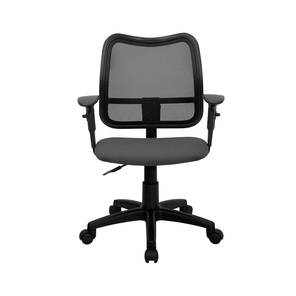 Mid-Back Gray Mesh Swivel Task Office Chair with Adjustable Arms
