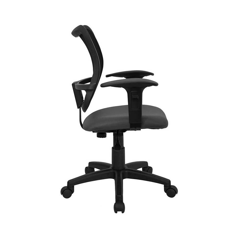 Mid-Back Gray Mesh Swivel Task Office Chair with Adjustable Arms