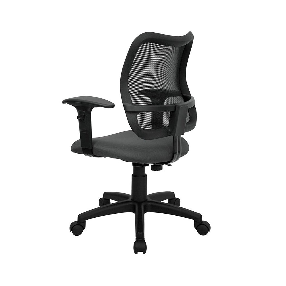 Mid-Back Gray Mesh Swivel Task Office Chair with Adjustable Arms