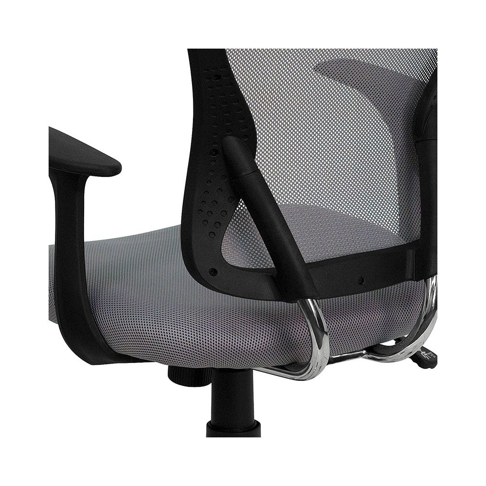 Mid-Back Gray Mesh Swivel Task Office Chair with Chrome Base and Arms