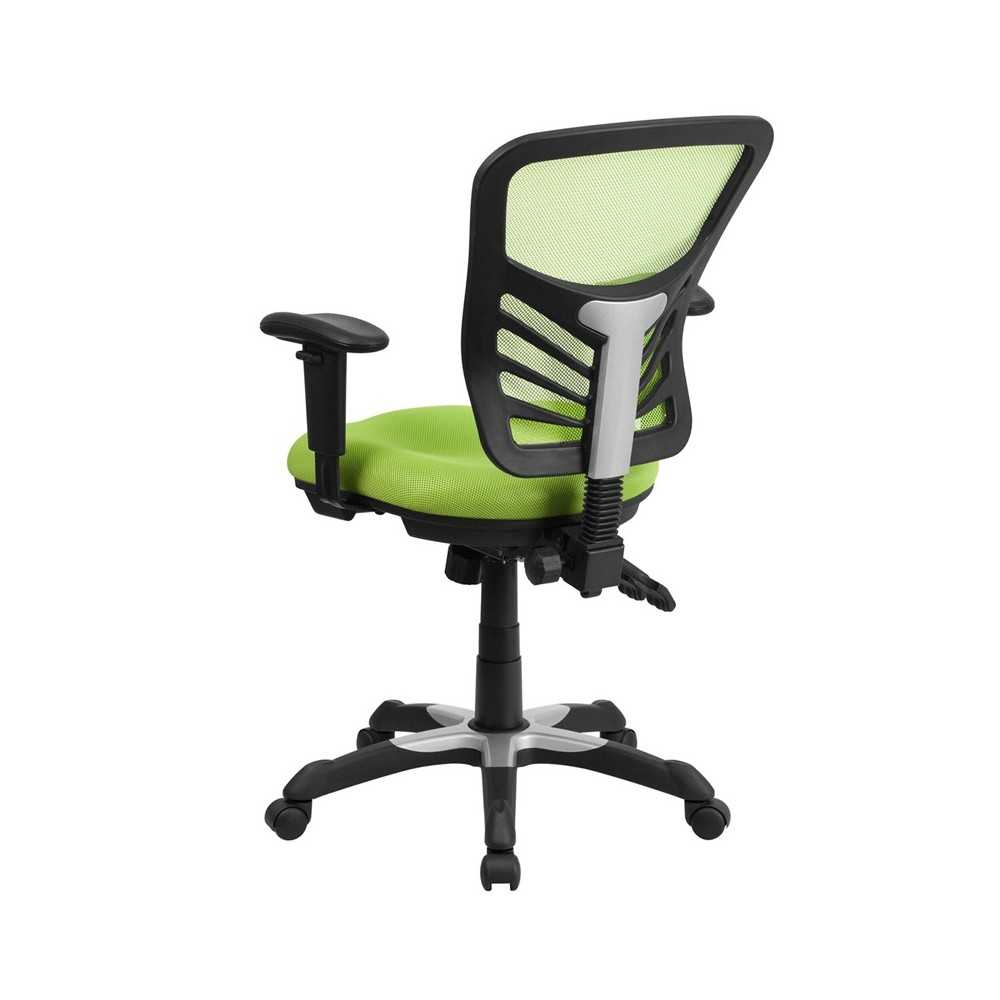 Mid-Back Green Mesh Multifunction Executive Swivel Ergonomic Office Chair with Adjustable Arms