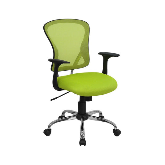 Mid-Back Green Mesh Swivel Task Office Chair with Chrome Base and Arms