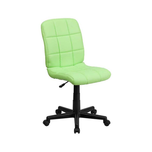 Mid-Back Green Quilted Vinyl Swivel Task Office Chair