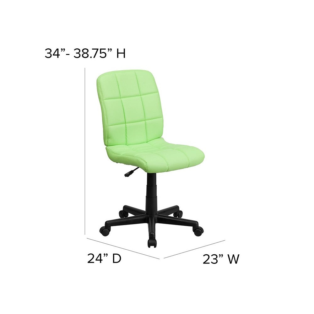 Mid-Back Green Quilted Vinyl Swivel Task Office Chair