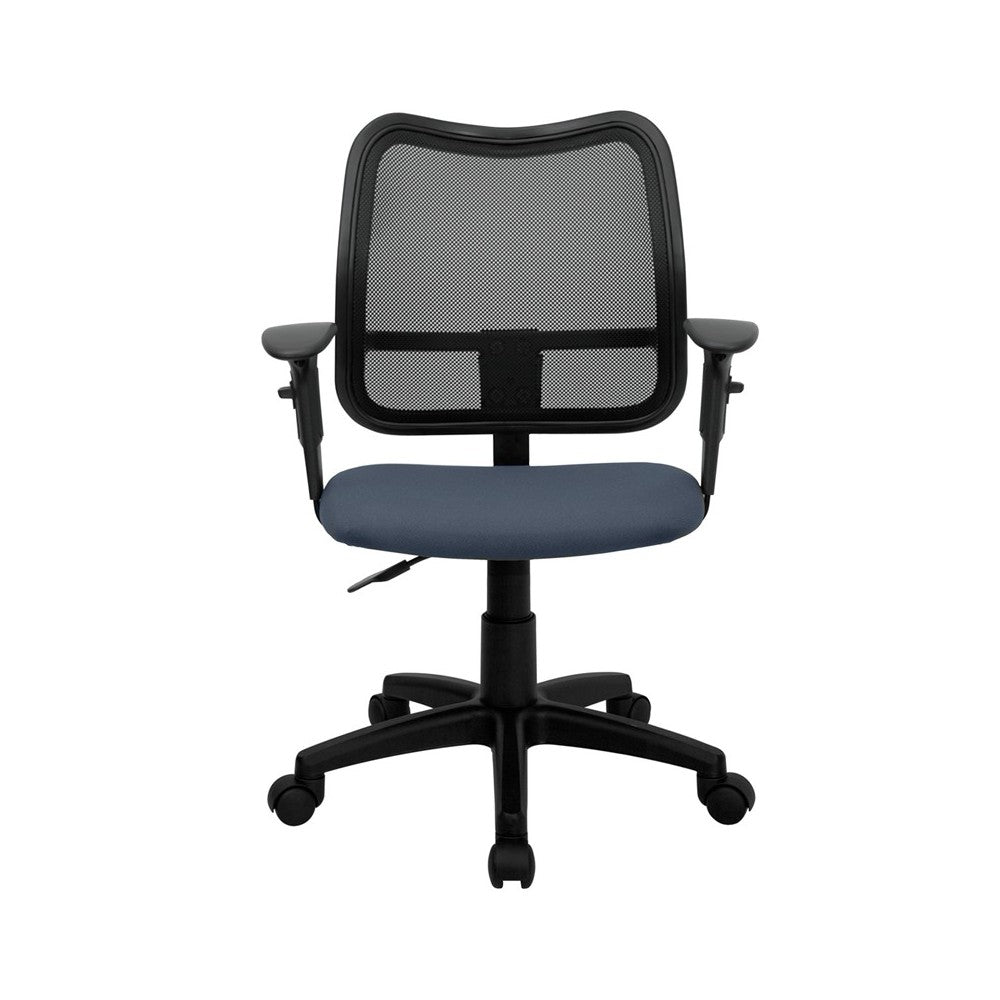 Mid-Back Navy Blue Mesh Swivel Task Office Chair with Adjustable Arms