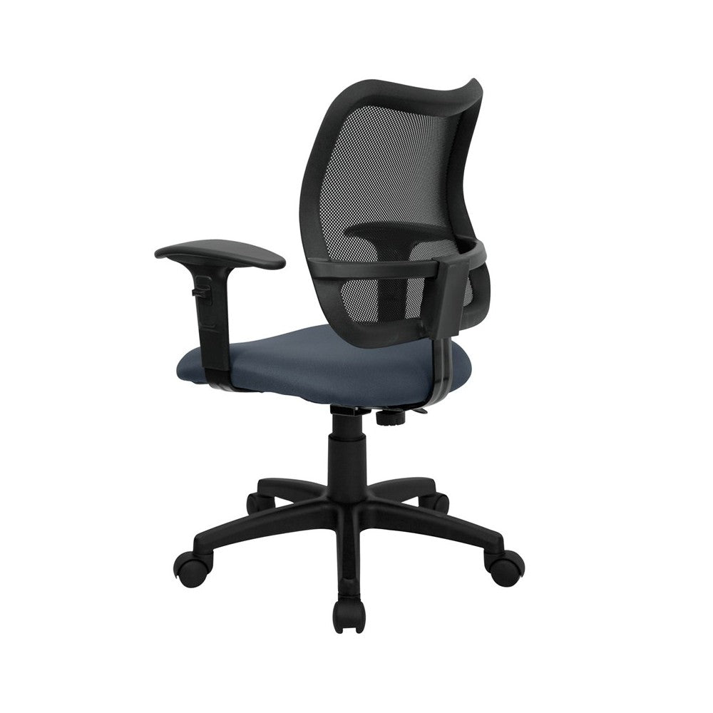 Mid-Back Navy Blue Mesh Swivel Task Office Chair with Adjustable Arms