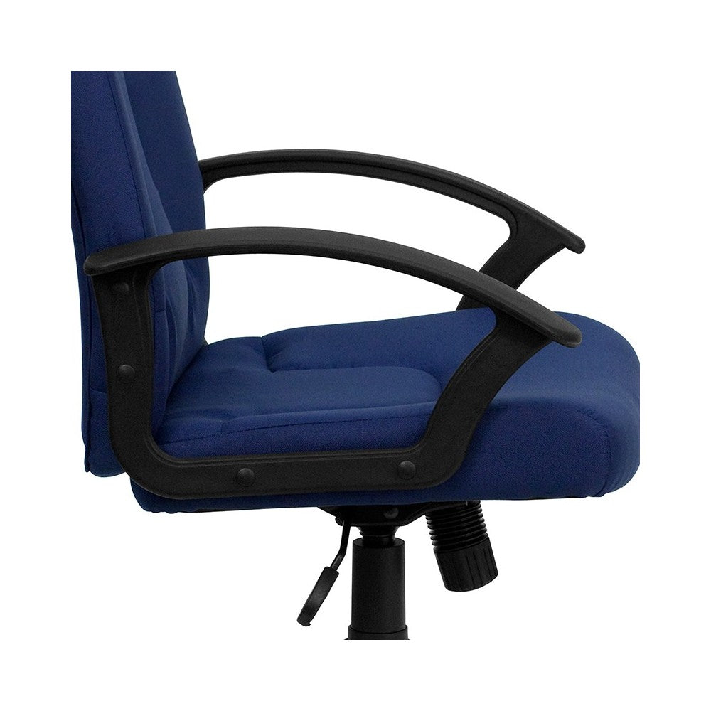 Mid-Back Navy Fabric Executive Swivel Office Chair with Nylon Arms