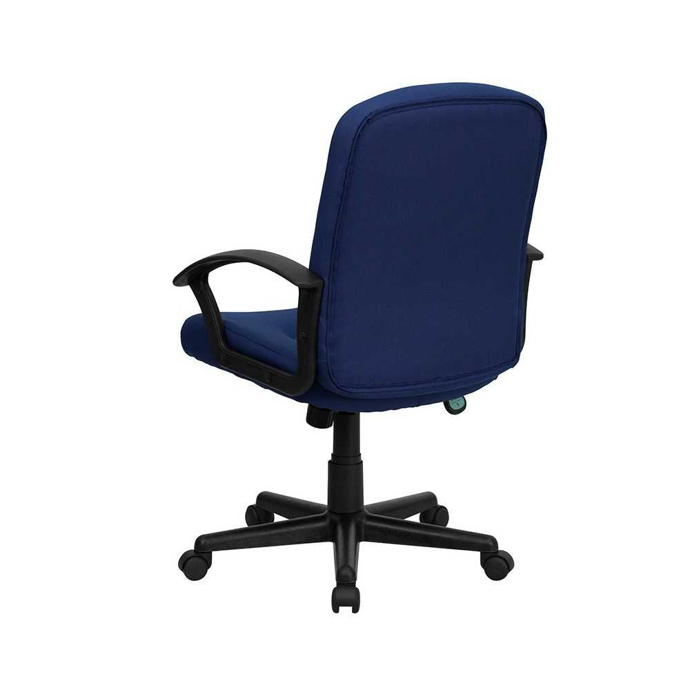 Mid-Back Navy Fabric Executive Swivel Office Chair with Nylon Arms