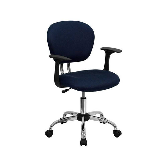 Mid-Back Navy Mesh Padded Swivel Task Office Chair with Chrome Base and Arms