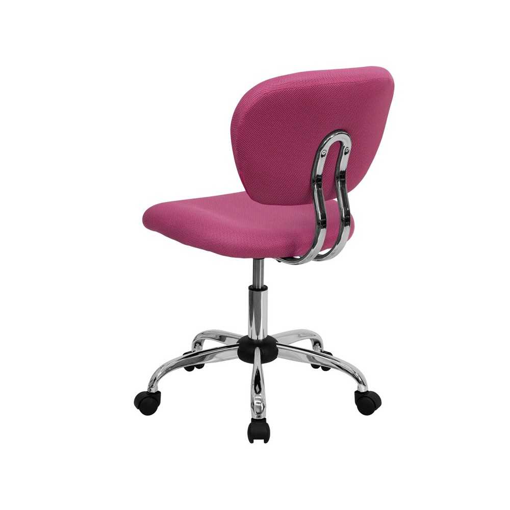 Mid-Back Pink Mesh Padded Swivel Task Office Chair with Chrome Base