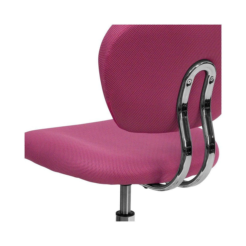 Mid-Back Pink Mesh Padded Swivel Task Office Chair with Chrome Base
