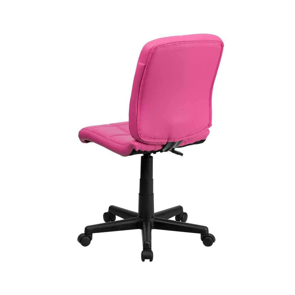 Mid-Back Pink Quilted Vinyl Swivel Task Office Chair