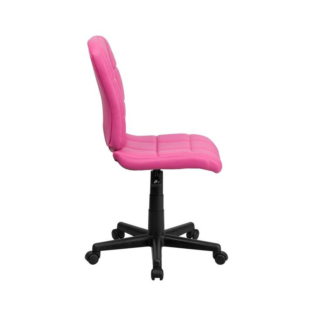 Mid-Back Pink Quilted Vinyl Swivel Task Office Chair