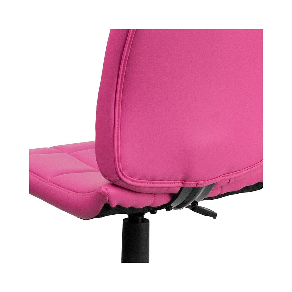 Mid-Back Pink Quilted Vinyl Swivel Task Office Chair