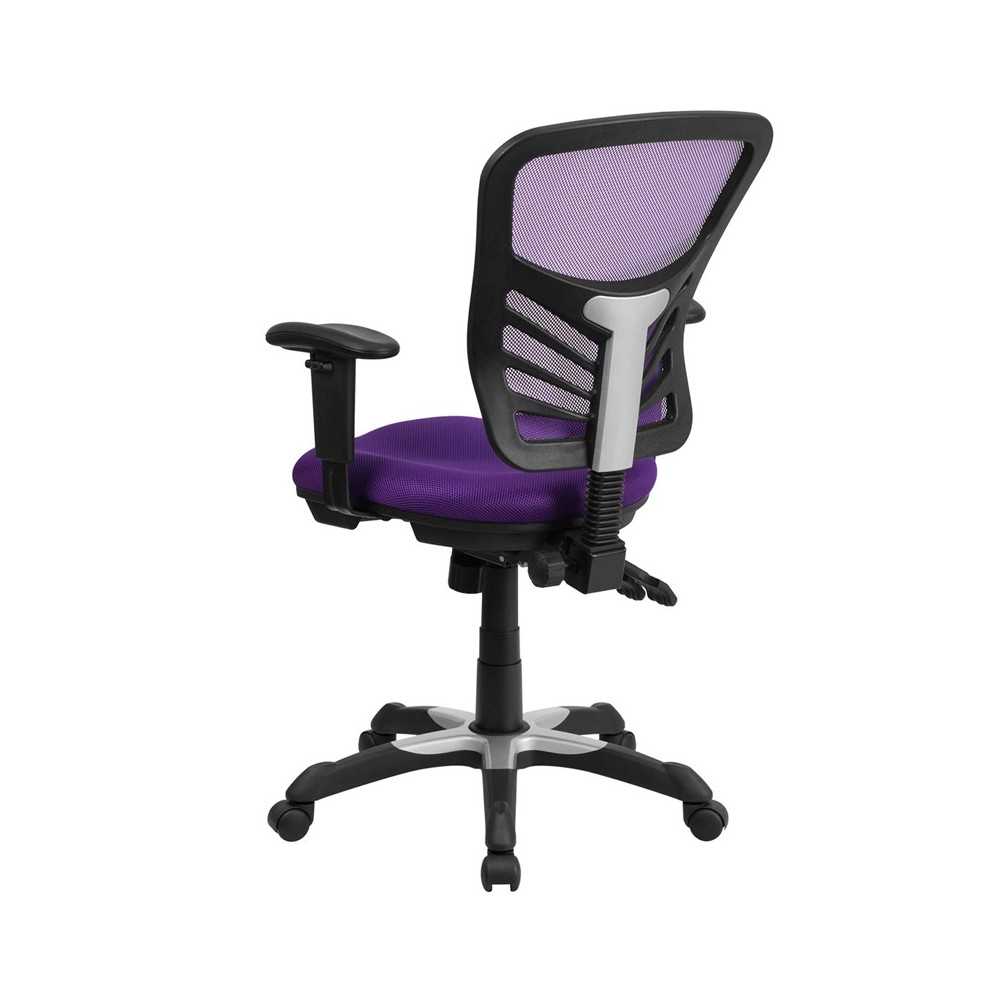 Mid-Back Purple Mesh Multifunction Executive Swivel Ergonomic Office Chair with Adjustable Arms
