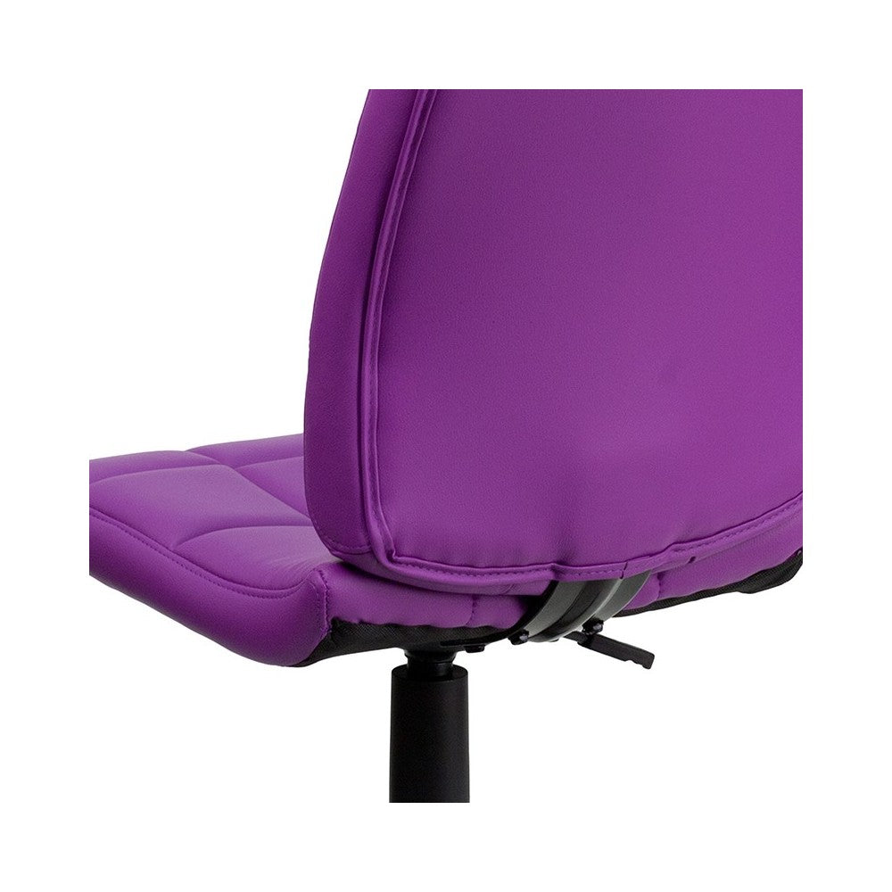 Mid-Back Purple Quilted Vinyl Swivel Task Office Chair