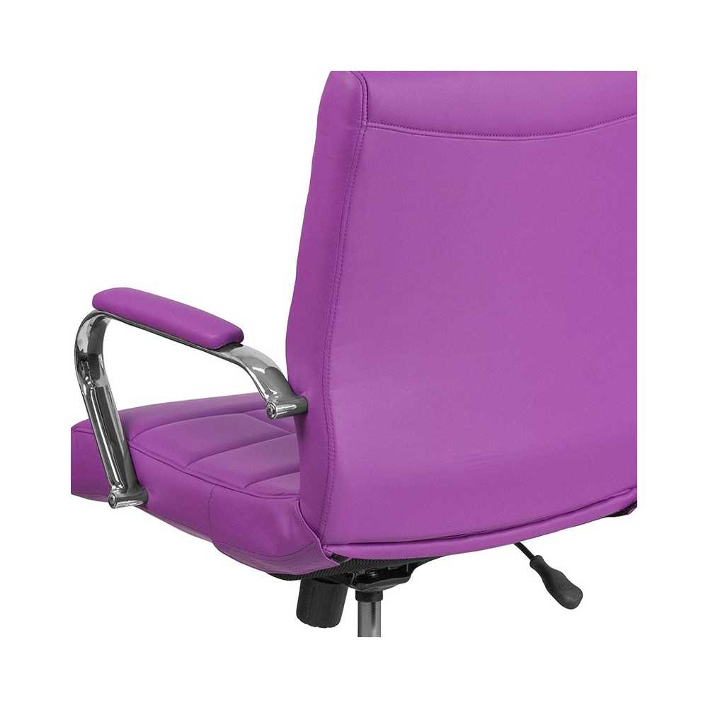 Mid-Back Purple Vinyl Executive Swivel Office Chair with Chrome Base and Arms