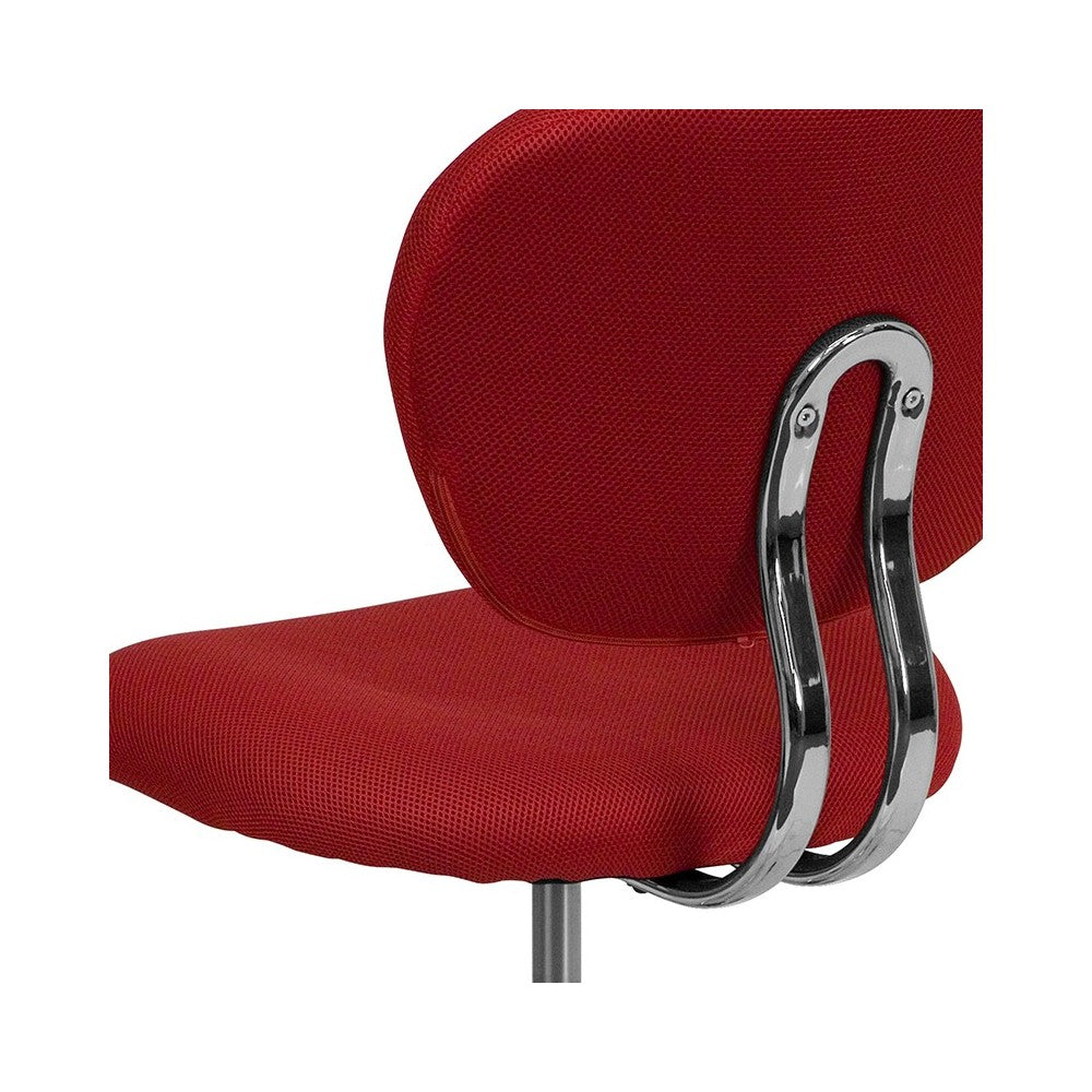 Mid-Back Red Mesh Padded Swivel Task Office Chair with Chrome Base