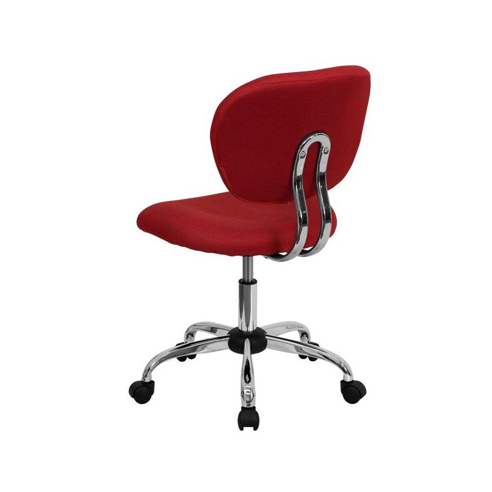 Mid-Back Red Mesh Padded Swivel Task Office Chair with Chrome Base