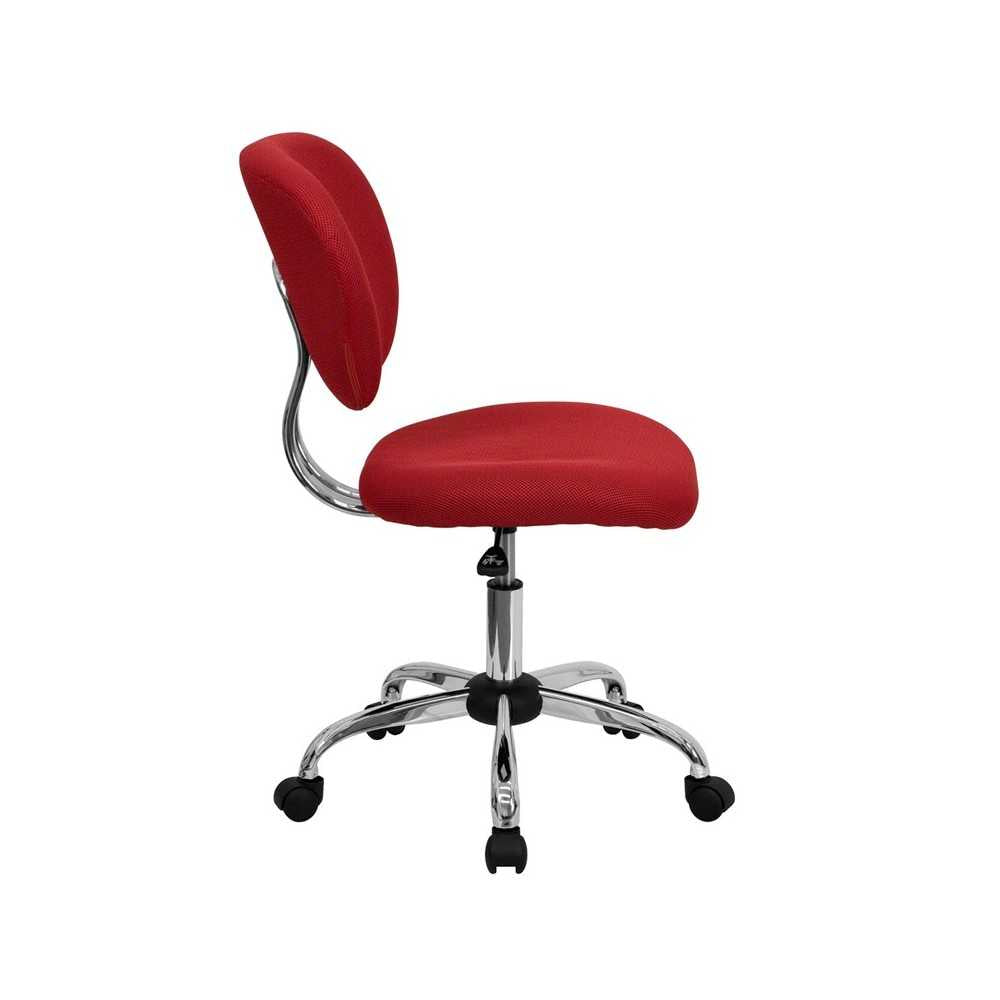 Mid-Back Red Mesh Padded Swivel Task Office Chair with Chrome Base
