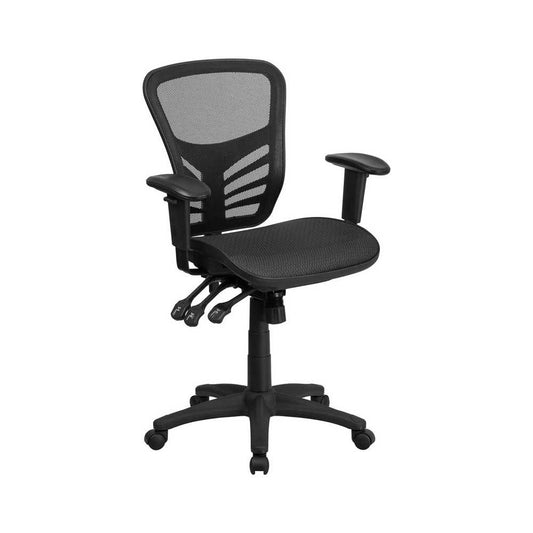 Mid-Back Transparent Black Mesh Multifunction Executive Swivel Ergonomic Office Chair with Adjustable Arms