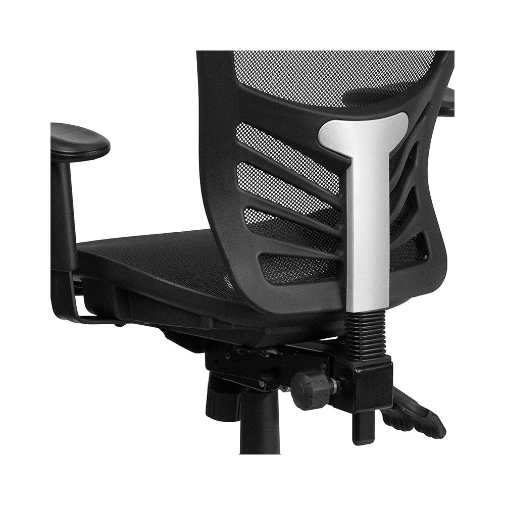 Mid-Back Transparent Black Mesh Multifunction Executive Swivel Ergonomic Office Chair with Adjustable Arms
