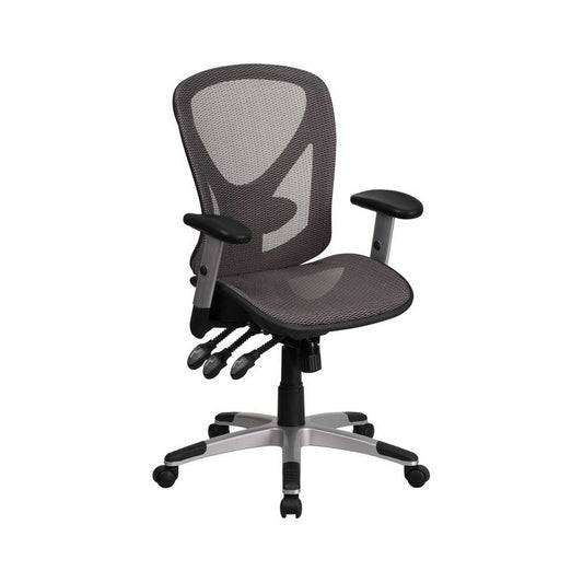 Mid-Back Transparent Gray Mesh Multifunction Executive Swivel Ergonomic Office Chair with Adjustable Arms