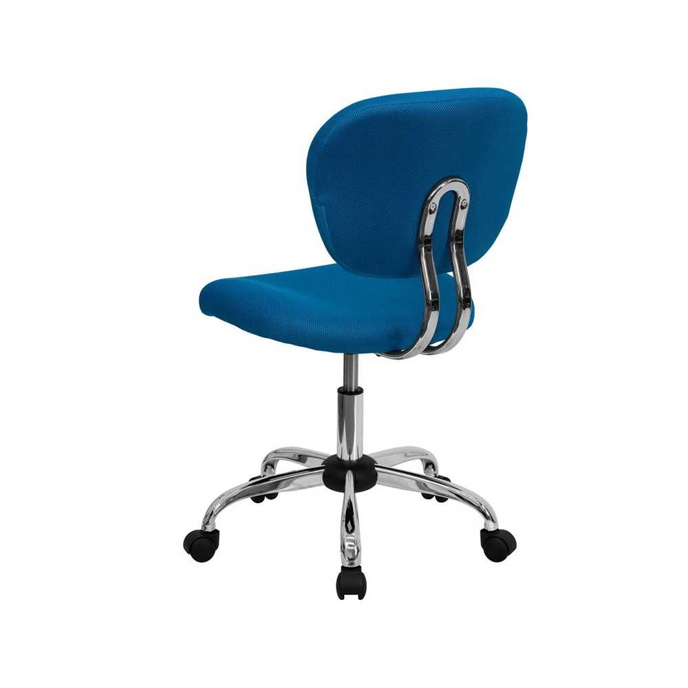 Mid-Back Turquoise Mesh Padded Swivel Task Office Chair with Chrome Base