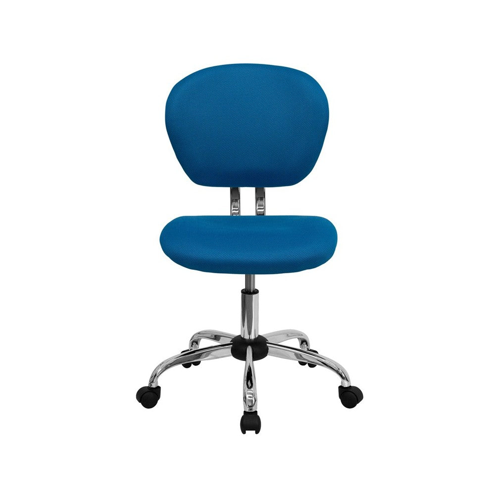 Mid-Back Turquoise Mesh Padded Swivel Task Office Chair with Chrome Base